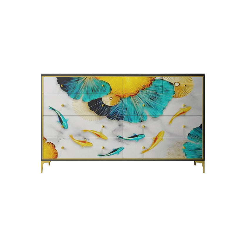 Classic Glam Dresser Manufactured Wood Storage Chest Dresser 59"L x 14"W x 35"H Blue Painted Clearhalo 'Bedroom Furniture' 'Dressers & Chests' 'dressers_chests' 'furn' 'furn_dressers_chests' 'Furniture' 6944561