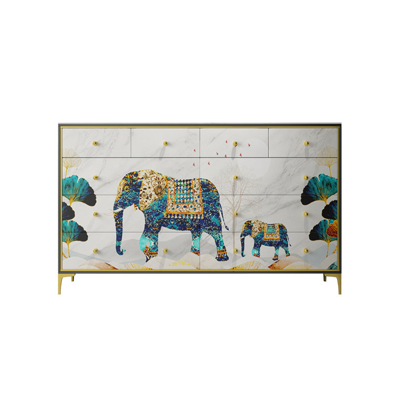 Classic Glam Dresser Manufactured Wood Storage Chest Dresser 59"L x 14"W x 35"H Blue Gold Clearhalo 'Bedroom Furniture' 'Dressers & Chests' 'dressers_chests' 'furn' 'furn_dressers_chests' 'Furniture' 6944565