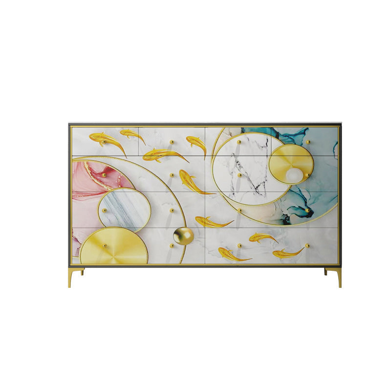 Classic Glam Dresser Manufactured Wood Storage Chest Dresser 59"L x 14"W x 35"H Gold Clearhalo 'Bedroom Furniture' 'Dressers & Chests' 'dressers_chests' 'furn' 'furn_dressers_chests' 'Furniture' 6944567