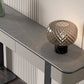 Mesa de acento moderno Stone Half Moon Console Mesa con 1 estante, 33.46 "de alto