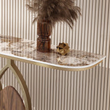 Tavolo di accento console a metà luna tavolino console di divani antichi in pietra