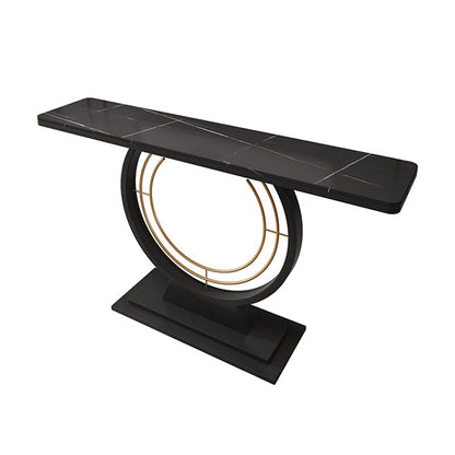 Modern Rectangle Console Accent Table Antique Finish Console Sofa Table in Stone Black Gold Clearhalo 'Console Tables' 'console_tables' 'Entry & Mudroom Furniture' 'furn' 'furn_console_tables' 'Furniture' 6945368