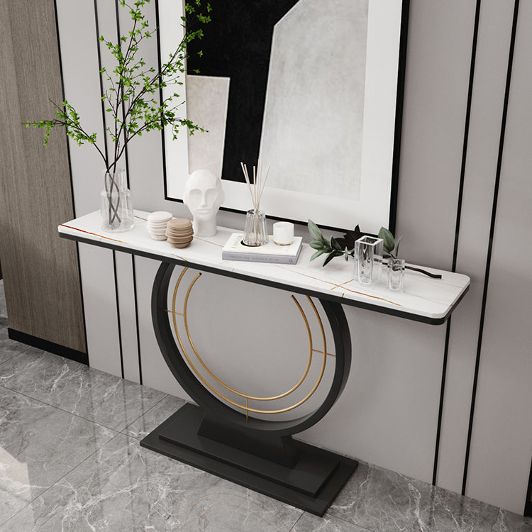 Modern Rectangle Console Accent Table Antique Finish Console Sofa Table in Stone Clearhalo 'Console Tables' 'console_tables' 'Entry & Mudroom Furniture' 'furn' 'furn_console_tables' 'Furniture' 6945379