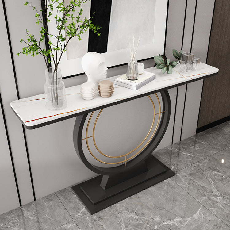 Modern Rectangle Console Accent Table Antique Finish Console Sofa Table in Stone Clearhalo 'Console Tables' 'console_tables' 'Entry & Mudroom Furniture' 'furn' 'furn_console_tables' 'Furniture' 6945383