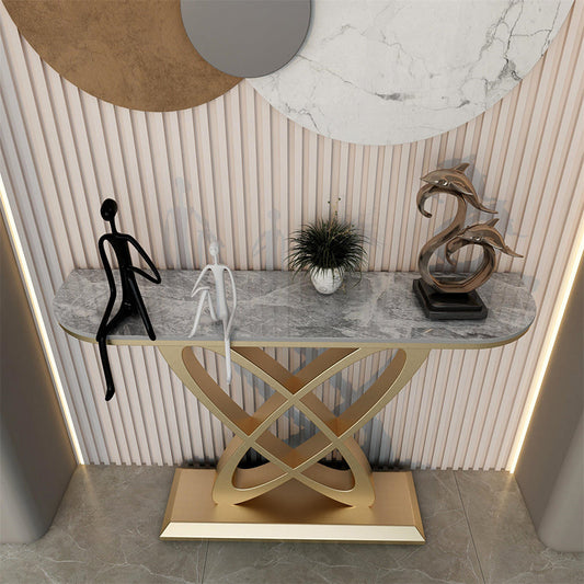 Mesa de consola contemporánea Table de sofá de consola de acabado antiguo en piedra