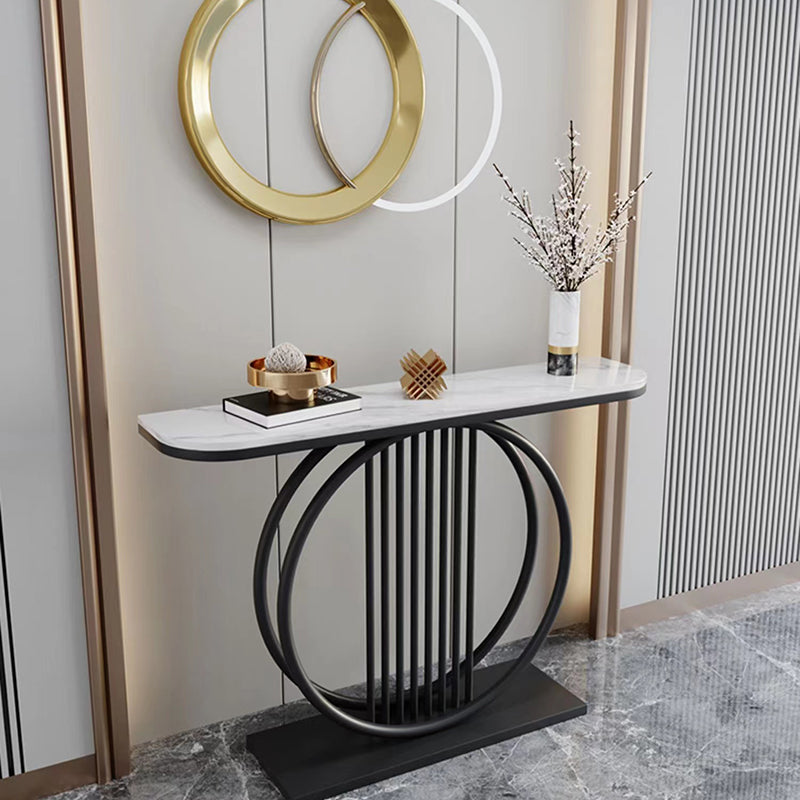 Tavolino console di accento console a metà luna tavolo di divano console in pietra