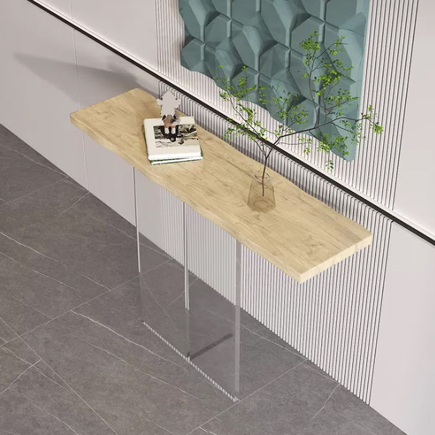 Tableau de console de rectangle en bois massif 29.53 pouces de haut table de l'extrémité avec jambe acrylique