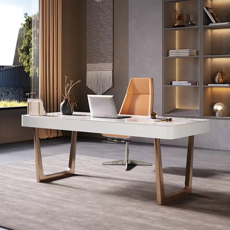 3 tiroirs d'écriture de bureau de bureau de forme rectangulaire en blanc