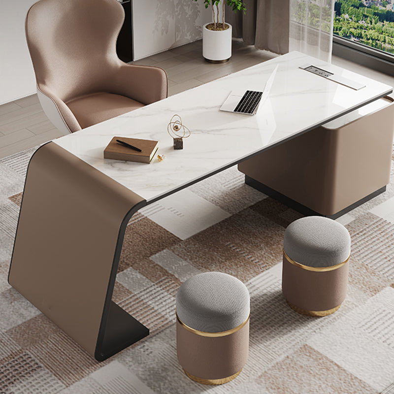 3 tiroirs Writing Desk Bureau de tâche de forme rectangulaire en blanc pour le bureau