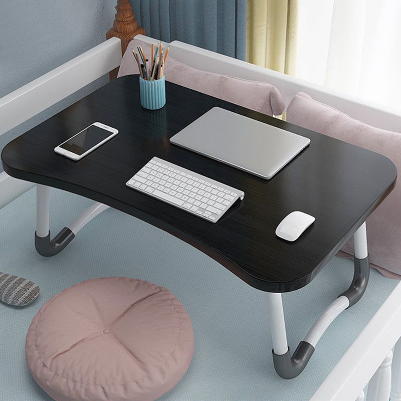 Folding Writing Desk Irregular Shape Task Desks with 2-Legs in White/Blue/Pink/Natural Black Clearhalo 'furn' 'furn_office_desk' 'Furniture' 'Office Desks' 'Office Furniture' 'office_desk' 6945698