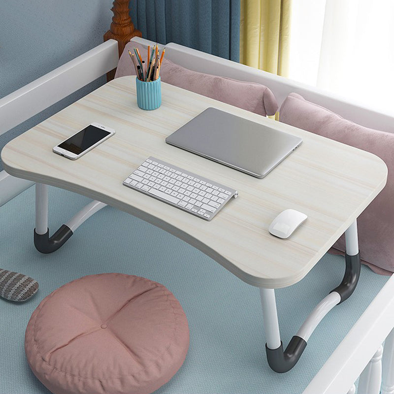 Folding Writing Desk Irregular Shape Task Desks with 2-Legs in White/Blue/Pink/Natural White Clearhalo 'furn' 'furn_office_desk' 'Furniture' 'Office Desks' 'Office Furniture' 'office_desk' 6945700