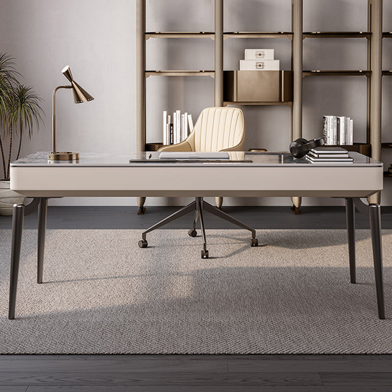 2 Drawers Task Desk Rectangular Shaped Office Desk in Grey for Office Clearhalo 'furn' 'furn_office_desk' 'Furniture' 'Office Desks' 'Office Furniture' 'office_desk' 6945703