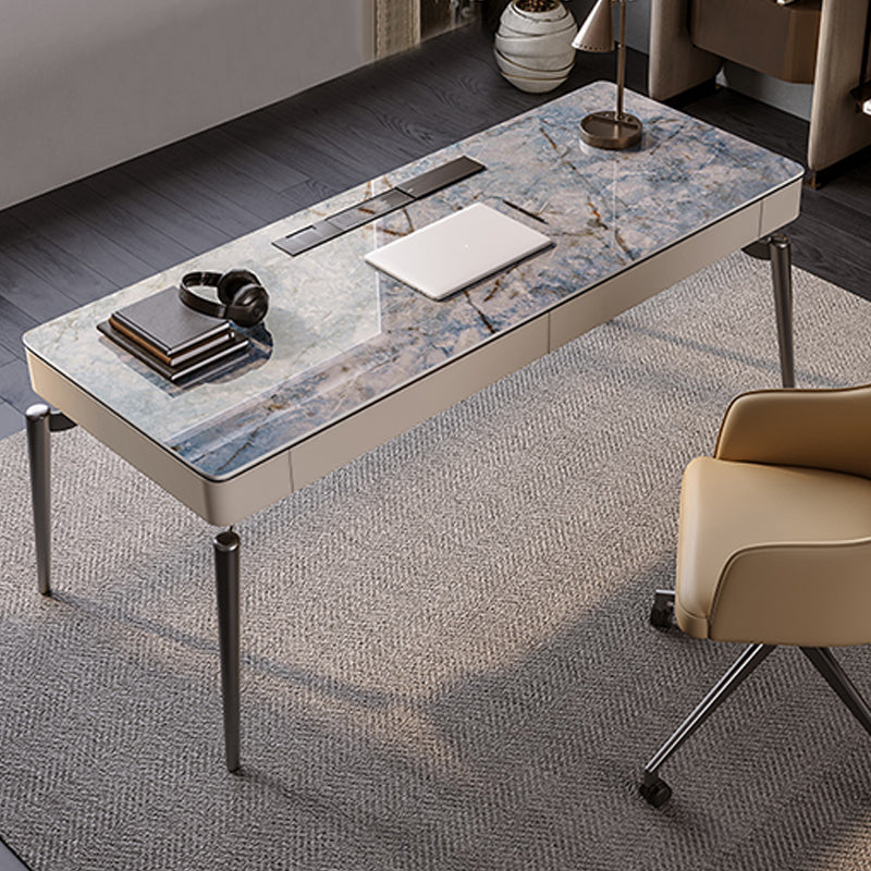 2 Drawers Task Desk Rectangular Shaped Office Desk in Grey for Office Clearhalo 'furn' 'furn_office_desk' 'Furniture' 'Office Desks' 'Office Furniture' 'office_desk' 6945706