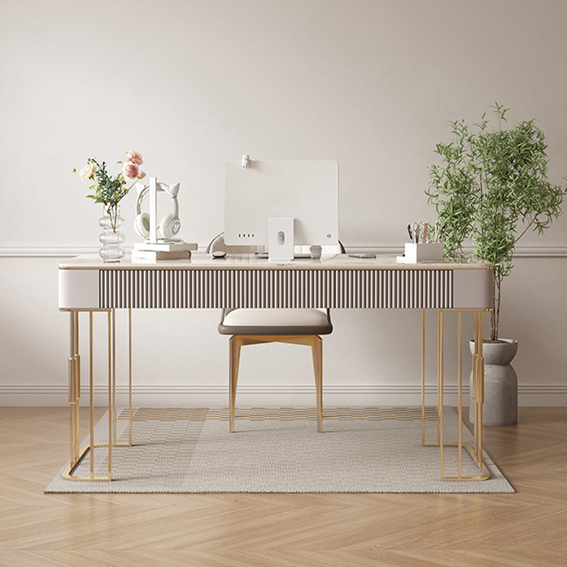 Tavolo da lavoro a forma di rettangolare banchi di scrittura in pietra in bianco