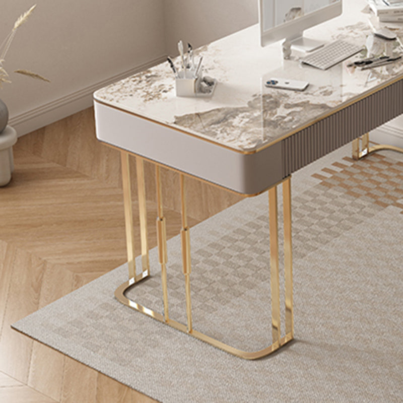 Tavolo da lavoro a forma di rettangolare banchi di scrittura in pietra in bianco