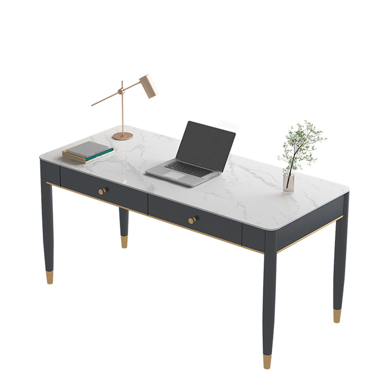 White and Black Writing Desk Rectangular Shaped Office Desk with 1/2 Drawers https: res.litfad.com site img item 2022 12 19 6945730 1200x1200.jpg Clearhalo 'furn' 'furn_office_desk' 'Furniture' 'Office Desks' 'Office Furniture' 'office_desk' 6945730