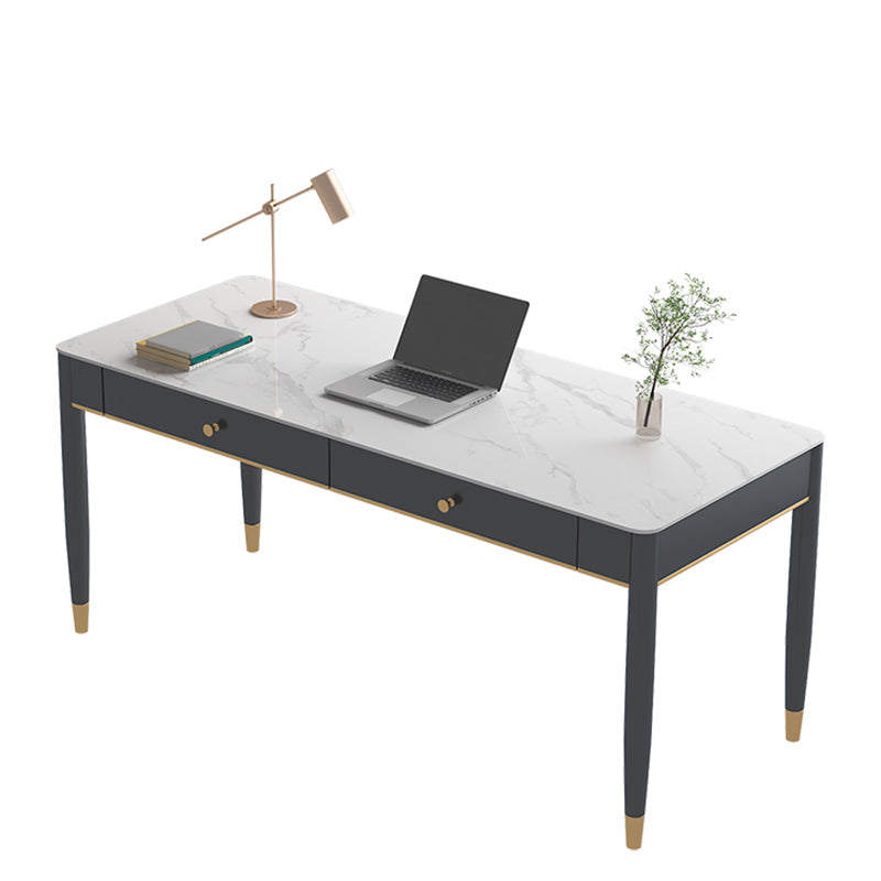 White and Black Writing Desk Rectangular Shaped Office Desk with 1/2 Drawers https: res.litfad.com site img item 2022 12 16 6945732 1200x1200.jpg Clearhalo 'furn' 'furn_office_desk' 'Furniture' 'Office Desks' 'Office Furniture' 'office_desk' 6945732
