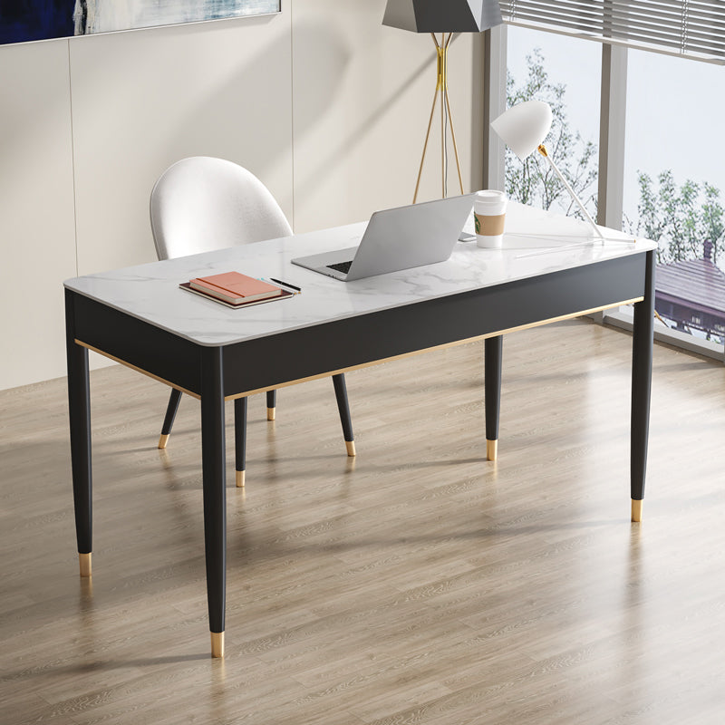 White and Black Writing Desk Rectangular Shaped Office Desk with 1/2 Drawers Clearhalo 'furn' 'furn_office_desk' 'Furniture' 'Office Desks' 'Office Furniture' 'office_desk' 6945735