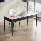 White and Black Writing Desk Rectangular Shaped Office Desk with 1/2 Drawers Clearhalo 'furn' 'furn_office_desk' 'Furniture' 'Office Desks' 'Office Furniture' 'office_desk' 6945735