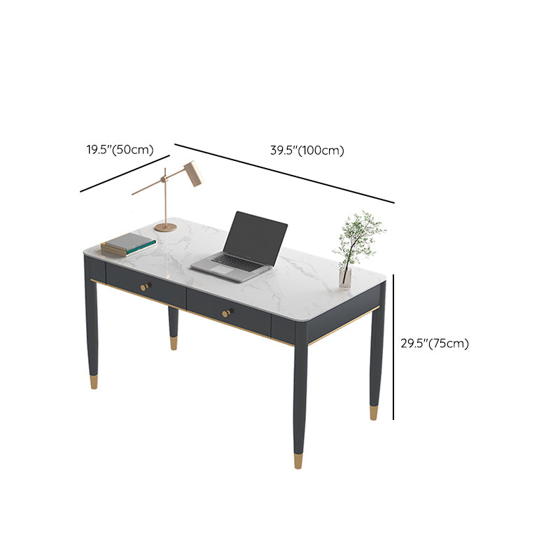 White and Black Writing Desk Rectangular Shaped Office Desk with 1/2 Drawers Clearhalo 'furn' 'furn_office_desk' 'Furniture' 'Office Desks' 'Office Furniture' 'office_desk' 6945740