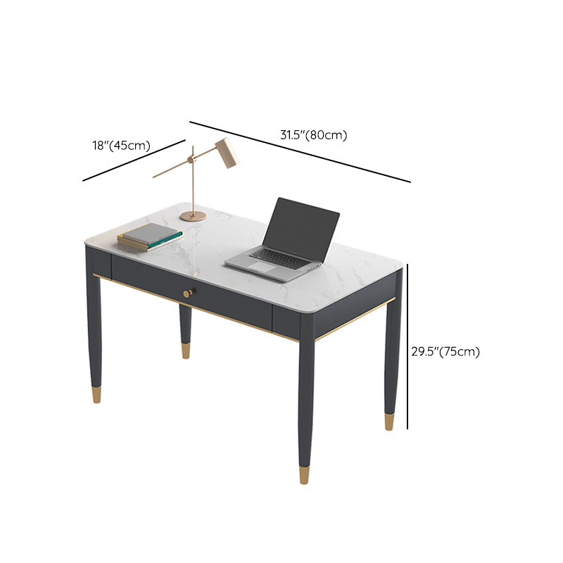 White and Black Writing Desk Rectangular Shaped Office Desk with 1/2 Drawers Clearhalo 'furn' 'furn_office_desk' 'Furniture' 'Office Desks' 'Office Furniture' 'office_desk' 6945743