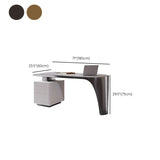 Modern Slate Top Office Desk Free Form Task Desk with 2 Drawers for Home