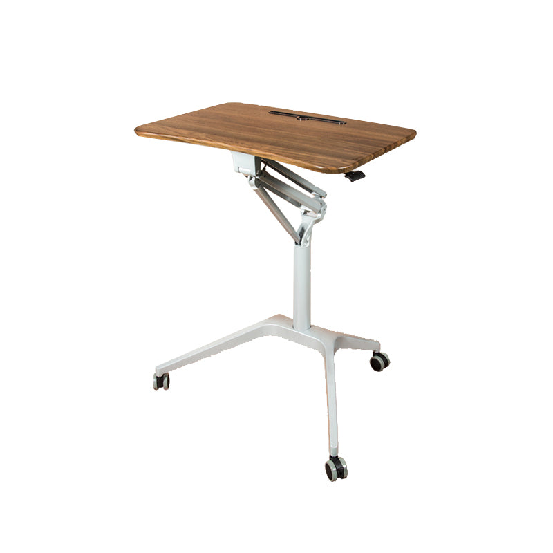 Rectangular Shaped Office Table Wood Writing Desk with Wheels for Office Silver Walnut Clearhalo 'furn' 'furn_office_desk' 'Furniture' 'Office Desks' 'Office Furniture' 'office_desk' 6945808