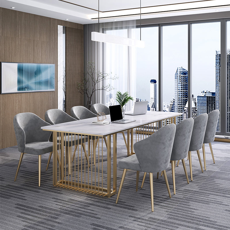 Rectangular Shaped Conference Table Wood Writing Desk in White Clearhalo 'furn' 'furn_office_desk' 'Furniture' 'Office Desks' 'Office Furniture' 'office_desk' 6945820