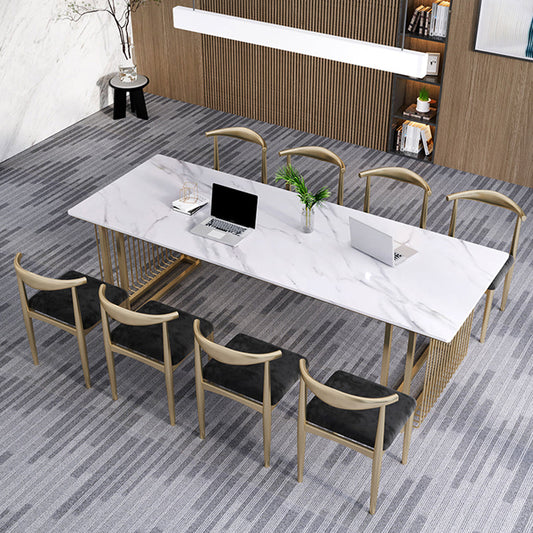 Rectangular Shaped Conference Table Wood Writing Desk in White Clearhalo 'furn' 'furn_office_desk' 'Furniture' 'Office Desks' 'Office Furniture' 'office_desk' 6945821