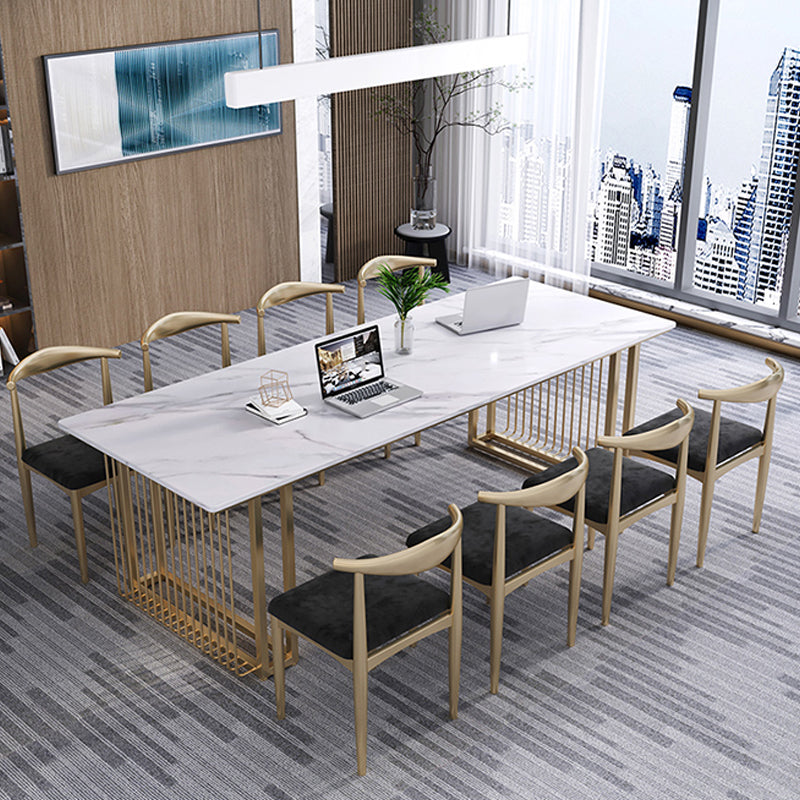 Rectangular Shaped Conference Table Wood Writing Desk in White Clearhalo 'furn' 'furn_office_desk' 'Furniture' 'Office Desks' 'Office Furniture' 'office_desk' 6945822