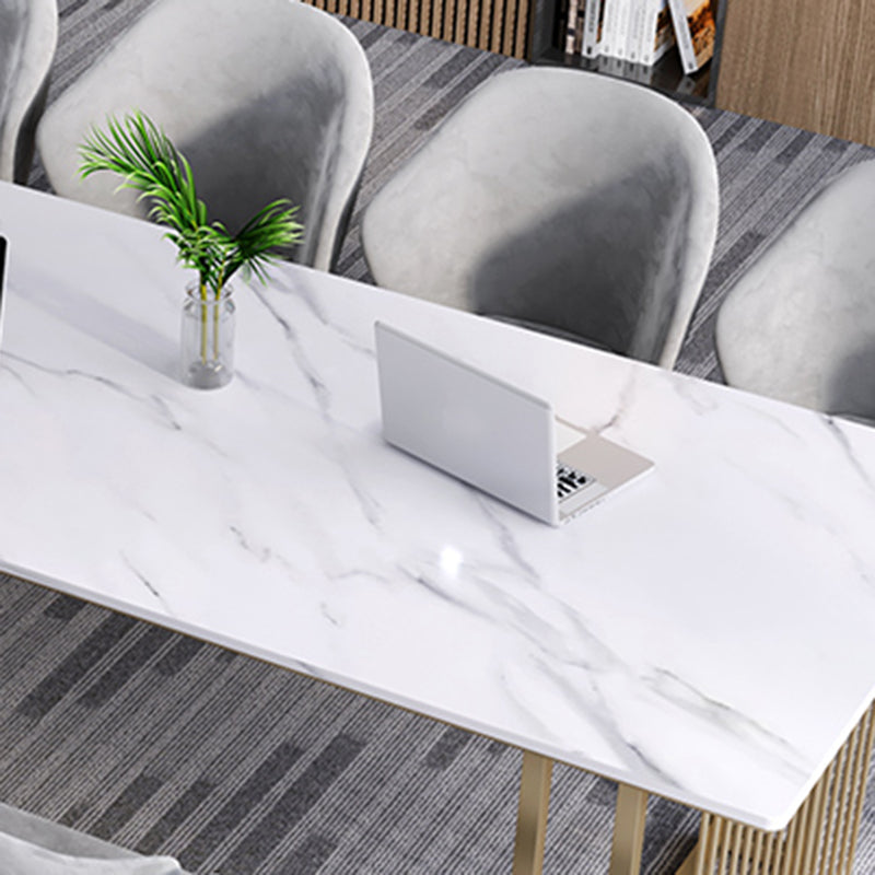 Rectangular Shaped Conference Table Wood Writing Desk in White Clearhalo 'furn' 'furn_office_desk' 'Furniture' 'Office Desks' 'Office Furniture' 'office_desk' 6945823