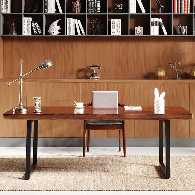 Modern Solid Wood Office Desk Irregular Shape Task Desks with 2-Legs for Office Clearhalo 'furn' 'furn_office_desk' 'Furniture' 'Office Desks' 'Office Furniture' 'office_desk' 6945856