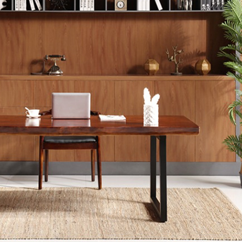 Modern Solid Wood Office Desk Irregular Shape Task Desks with 2-Legs for Office Clearhalo 'furn' 'furn_office_desk' 'Furniture' 'Office Desks' 'Office Furniture' 'office_desk' 6945861