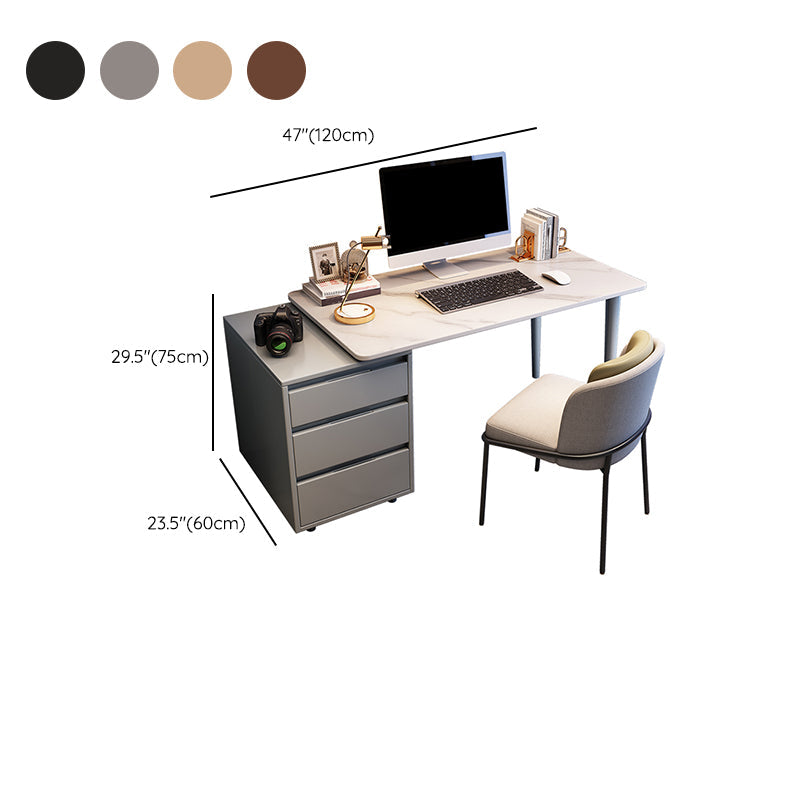 Table de travail à la maison en forme de rectangulaire Atters d'écriture en pierre en noir / blanc / naturel