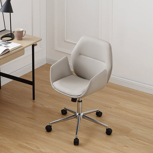 Armless Chair Leather Adjustable Seat Height Swivel Chair with Wheels Faux Leather 1 Piece