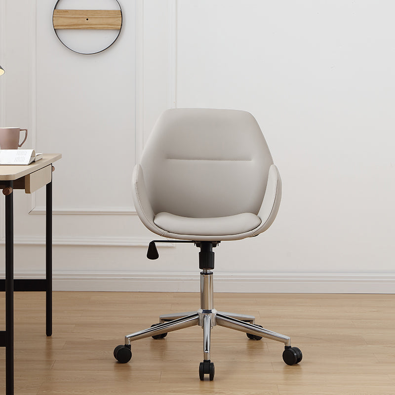 Chaise sans bras chaise pivotante de hauteur réglable en cuir avec roues