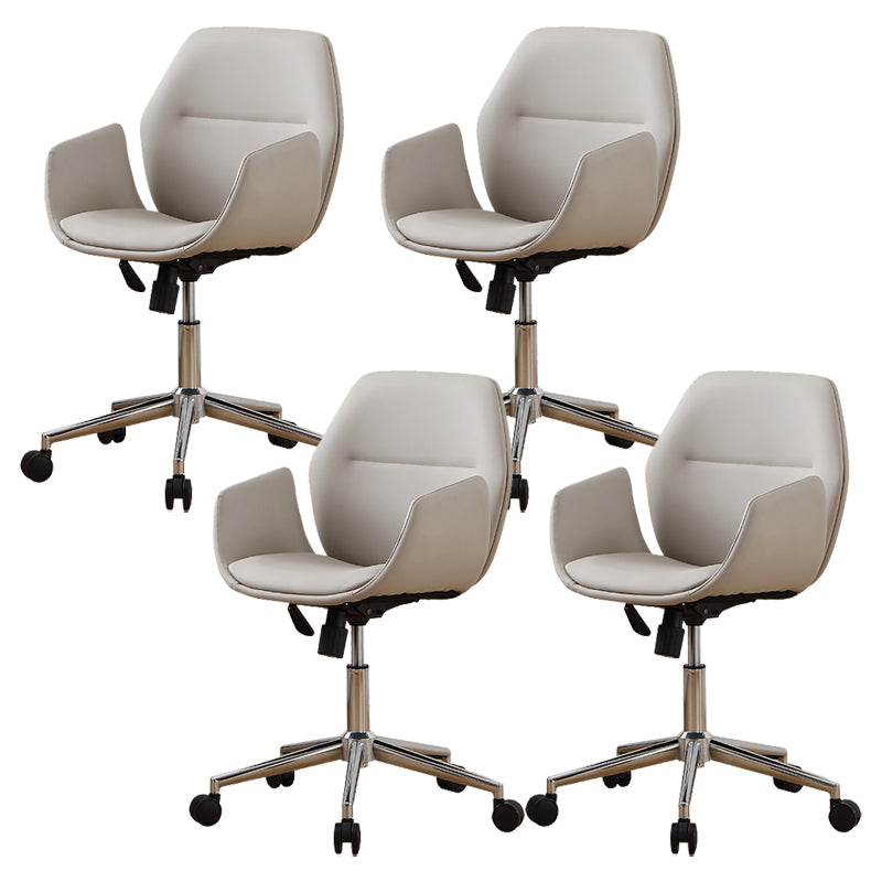 Chaise sans bras chaise pivotante de hauteur réglable en cuir avec roues