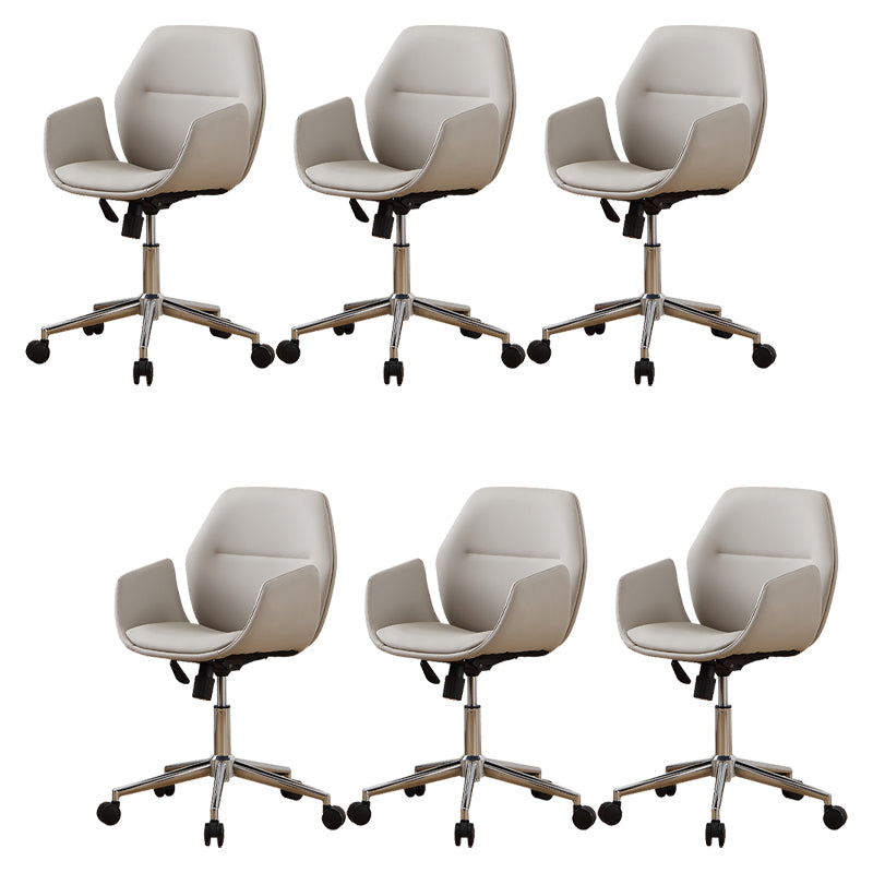 Chaise sans bras chaise pivotante de hauteur réglable en cuir avec roues