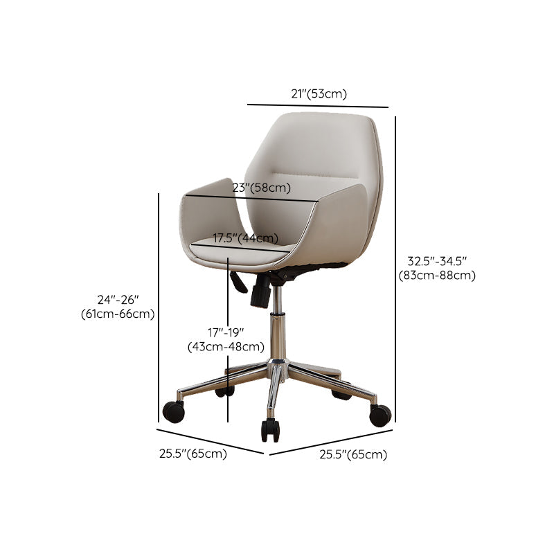 Chaise sans bras chaise pivotante de hauteur réglable en cuir avec roues