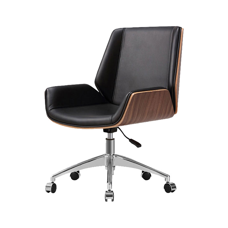 Armless Desk Chair Slide Modern Adjustable Seat Height Chair with Wheels Black 1 Piece Clearhalo 'furn' 'furn_office_chair' 'Furniture' 'Office Chairs' 'Office Furniture' 'office_chair' 6946874