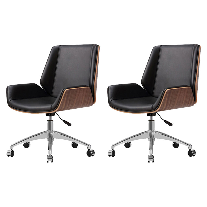 Armless Desk Chair Slide Modern Adjustable Seat Height Chair with Wheels Black 2 Piece Set Clearhalo 'furn' 'furn_office_chair' 'Furniture' 'Office Chairs' 'Office Furniture' 'office_chair' 6946875