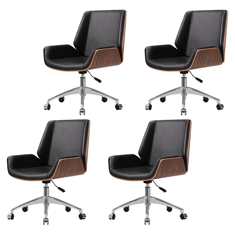 Armless Desk Chair Slide Modern Adjustable Seat Height Chair with Wheels Black 4 Piece Set Clearhalo 'furn' 'furn_office_chair' 'Furniture' 'Office Chairs' 'Office Furniture' 'office_chair' 6946878