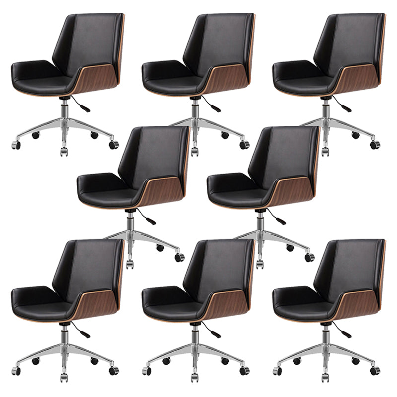 Armless Desk Chair Slide Modern Adjustable Seat Height Chair with Wheels Black 8 Piece Set Clearhalo 'furn' 'furn_office_chair' 'Furniture' 'Office Chairs' 'Office Furniture' 'office_chair' 6946882