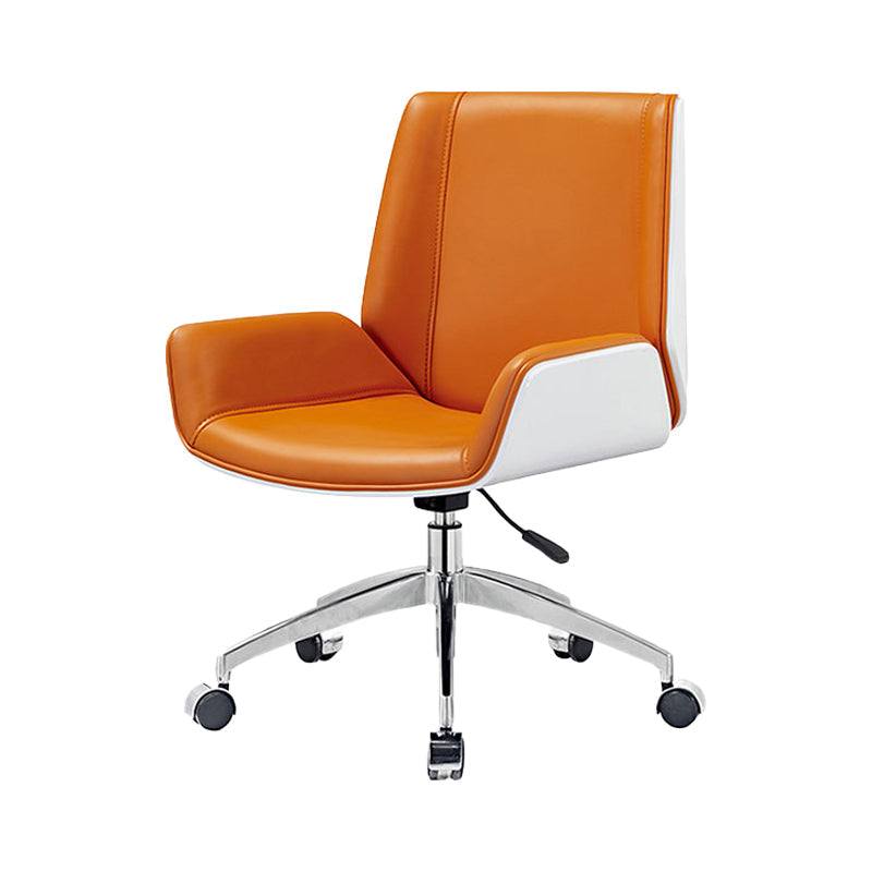 Armless Desk Chair Slide Modern Adjustable Seat Height Chair with Wheels Orange 1 Piece Clearhalo 'furn' 'furn_office_chair' 'Furniture' 'Office Chairs' 'Office Furniture' 'office_chair' 6946884