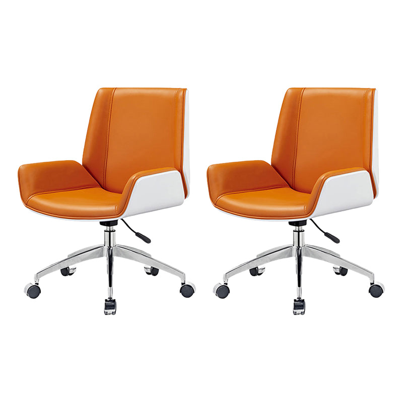 Armless Desk Chair Slide Modern Adjustable Seat Height Chair with Wheels Orange 2 Piece Set Clearhalo 'furn' 'furn_office_chair' 'Furniture' 'Office Chairs' 'Office Furniture' 'office_chair' 6946886