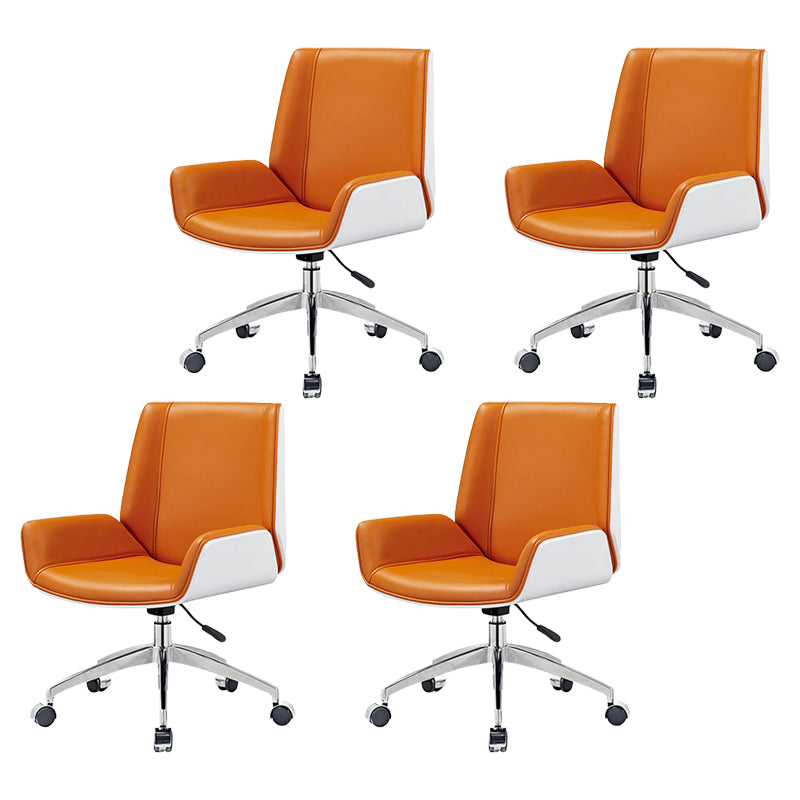 Armless Desk Chair Slide Modern Adjustable Seat Height Chair with Wheels Orange 4 Piece Set Clearhalo 'furn' 'furn_office_chair' 'Furniture' 'Office Chairs' 'Office Furniture' 'office_chair' 6946887