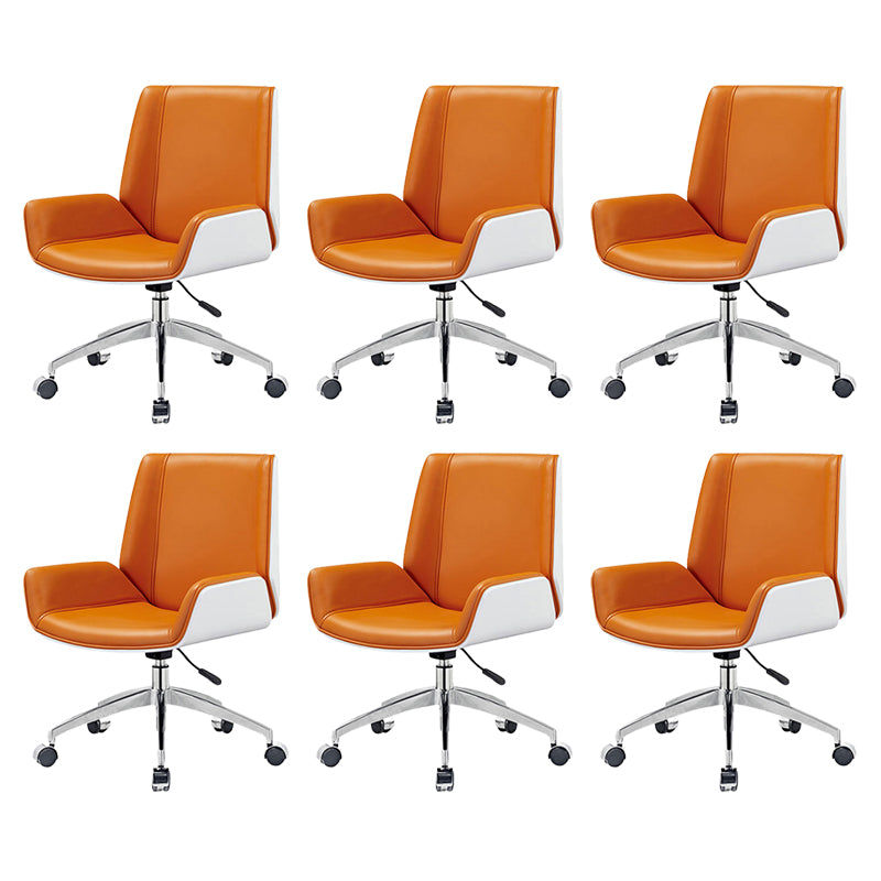 Armless Desk Chair Slide Modern Adjustable Seat Height Chair with Wheels Orange 6 Piece Set Clearhalo 'furn' 'furn_office_chair' 'Furniture' 'Office Chairs' 'Office Furniture' 'office_chair' 6946889