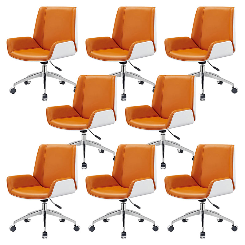 Armless Desk Chair Slide Modern Adjustable Seat Height Chair with Wheels Orange 8 Piece Set Clearhalo 'furn' 'furn_office_chair' 'Furniture' 'Office Chairs' 'Office Furniture' 'office_chair' 6946891