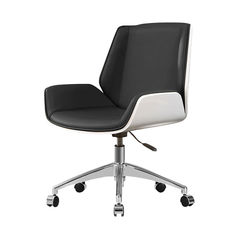 Armless Desk Chair Slide Modern Adjustable Seat Height Chair with Wheels Black White 1 Piece Clearhalo 'furn' 'furn_office_chair' 'Furniture' 'Office Chairs' 'Office Furniture' 'office_chair' 6946892