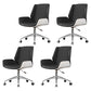 Armless Desk Chair Slide Modern Adjustable Seat Height Chair with Wheels Black White 4 Piece Set Clearhalo 'furn' 'furn_office_chair' 'Furniture' 'Office Chairs' 'Office Furniture' 'office_chair' 6946894